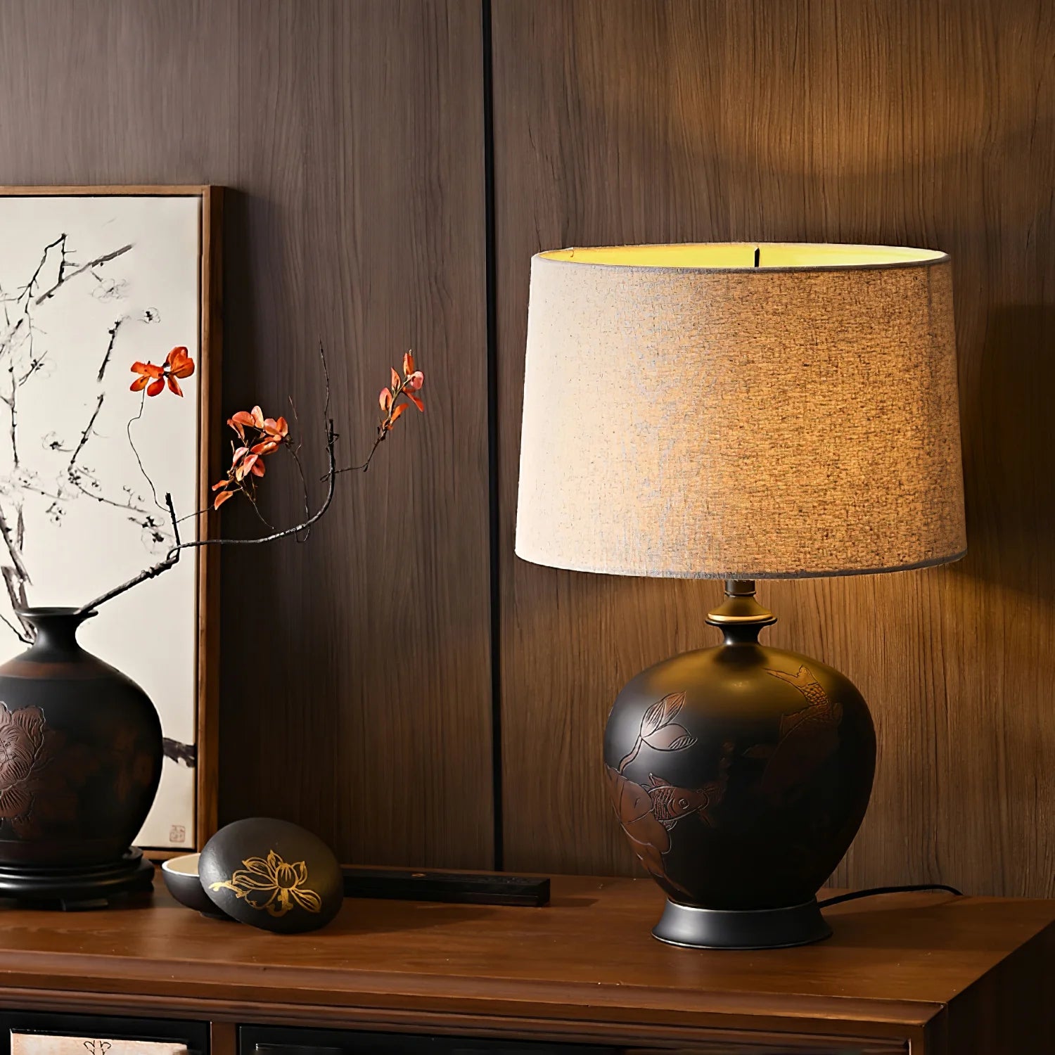 Japanese Wabi-Sabi Ceramic Table Lamp
